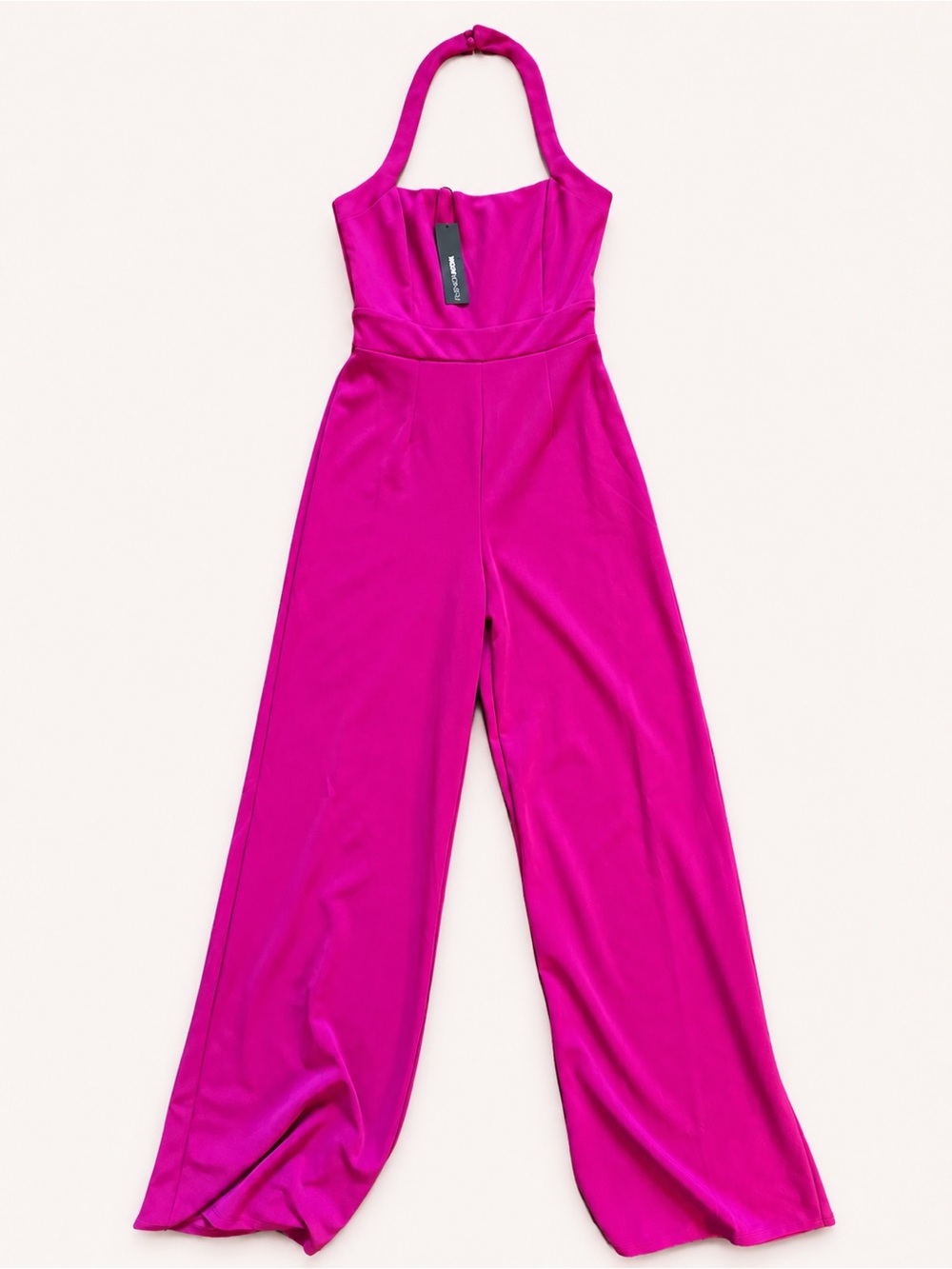 💖 Fashion Nova Hot Pink Halter Wide Leg Jumpsuit | Barbiecore Statement Piece 💖